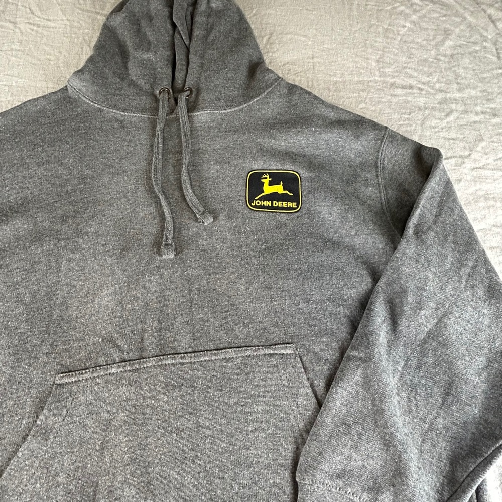 John Deere Womens Gray Floral Logo Pullover Hoodie Sweatshirt Large Heathered - Picture 7 of 8